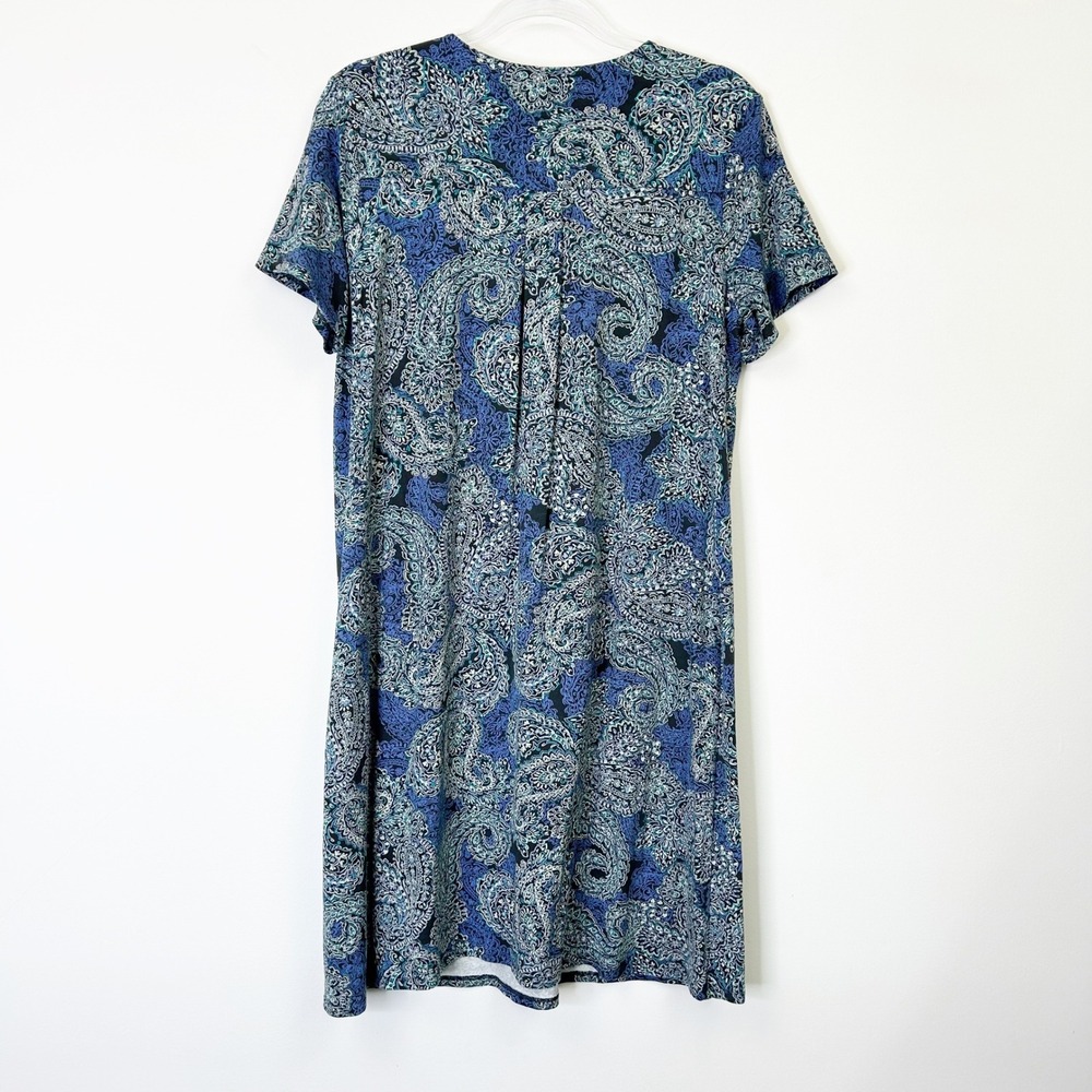 J. Jill Wearever Collection T-Shirt Dress Women's Medium Blue Paisley - Picture 8 of 9